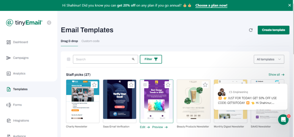 Email Templates: TinyEmail